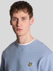 Lyle & Scott Blue Heathered Crew Neck 100% Cotton Sweatshirt - Image 4 of 5