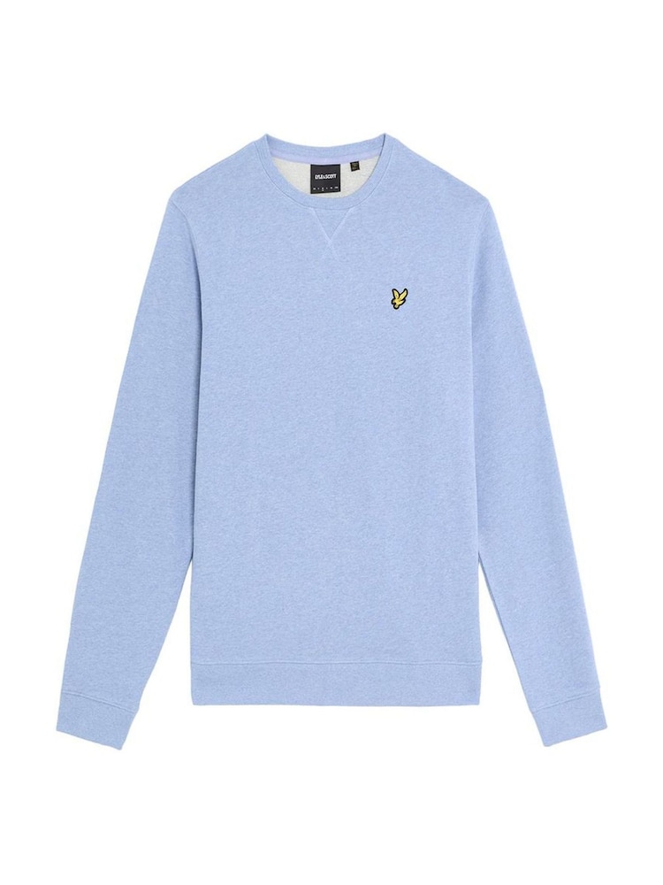 Lyle & Scott Blue Heathered Crew Neck 100% Cotton Sweatshirt - Image 5 of 5