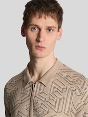 Lyle & Scott Natural Emblem Double Knit Zip Through Shirt - Image 4 of 5