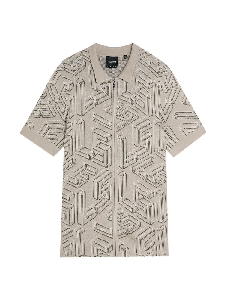 Lyle & Scott Natural Emblem Double Knit Zip Through Shirt - Image 5 of 5