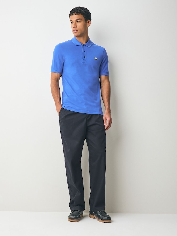 Lyle & Scott Blue Plain Polo Shirt - Image 2 of 5 Lyle & Scott Blue Plain Polo Shirt - Image 2 of 5