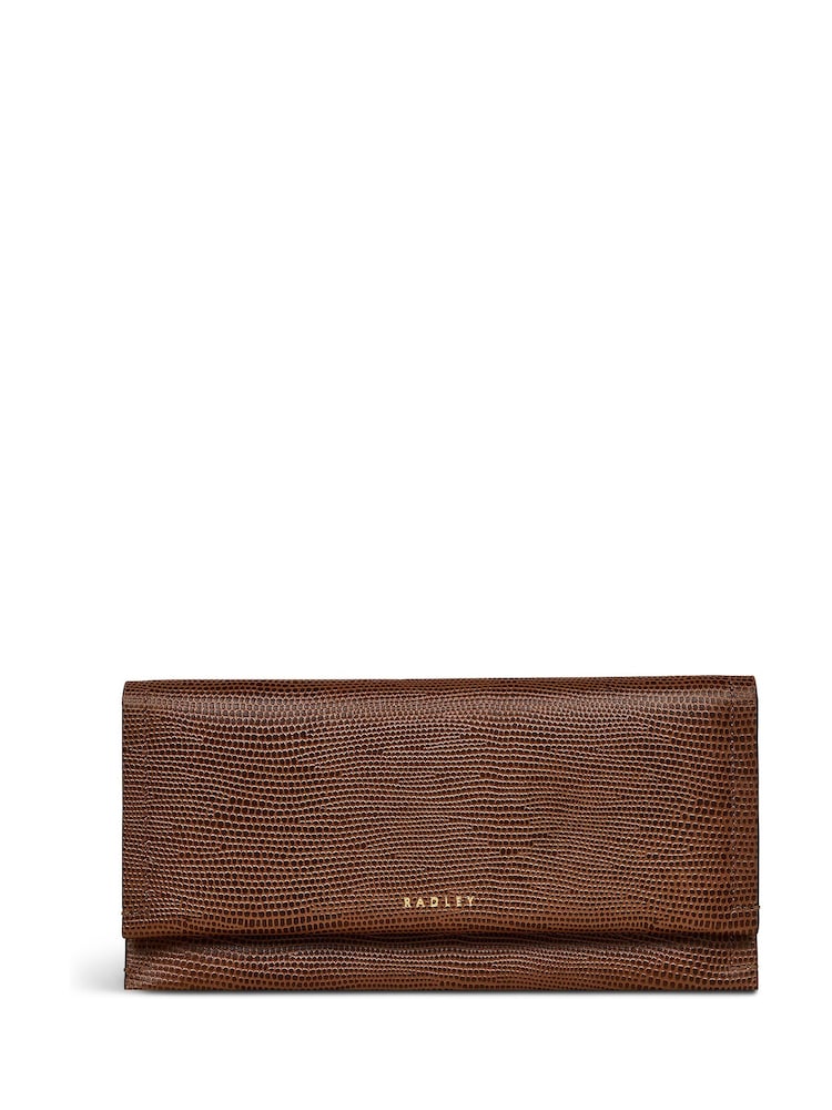 Radley London Oak Street Faux Lizard Flapover Brown Purse - صورة 1 من 4