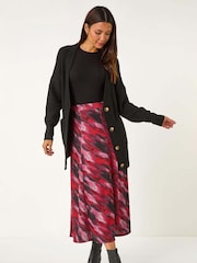 Roman Red Abstract Print Midi Skirt - Image 2 of 5