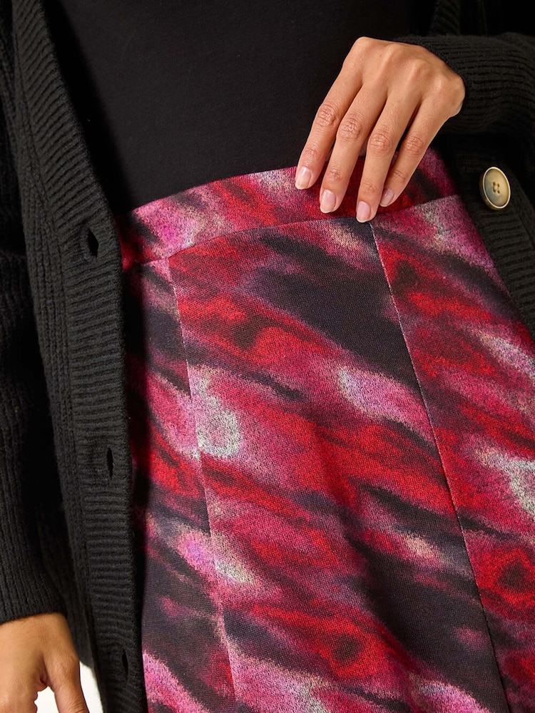 Roman Red Abstract Print Midi Skirt - Image 5 of 5