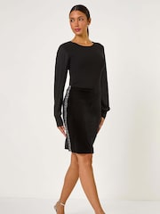 Roman Black Diamante Trim Velvet Skirt - Image 3 of 6