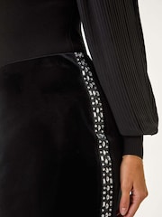 Roman Black Diamante Trim Velvet Skirt - Image 6 of 6