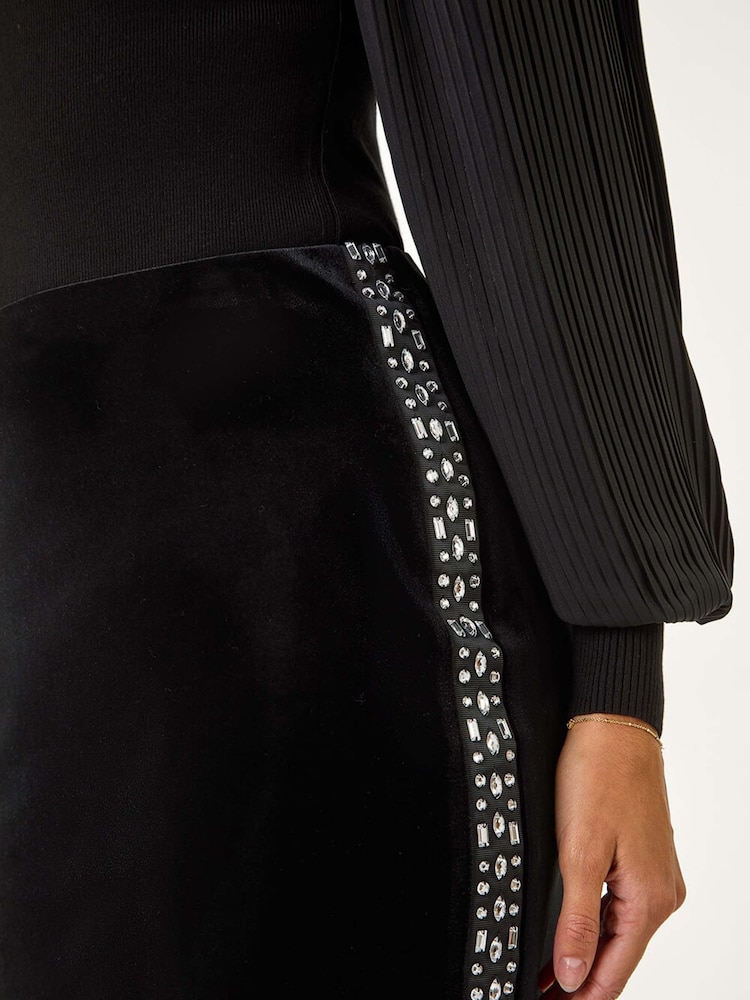 Roman Diamante Trim Velvet Skirt - Bild 6 von 6 Roman Diamante Trim Velvet Skirt - Bild 6 von 6