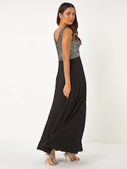 Roman Metallic Contrast Sequin Bodice Maxi Dress - Image 2 of 5