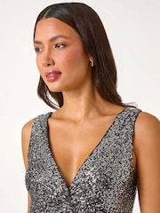 Roman Metallic Contrast Sequin Bodice Maxi Dress - Image 4 of 5