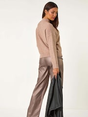 Roman Pink Sequin Detail High Neck Jumper - Image 4 of 6