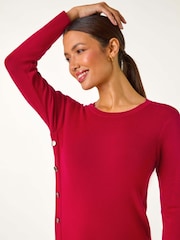 Roman Red Side Button Detail Knitted Dress - Image 5 of 5