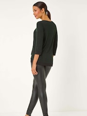 Roman Green Brillo Contrast Band Stretch Tunic Top - Image 3 of 4
