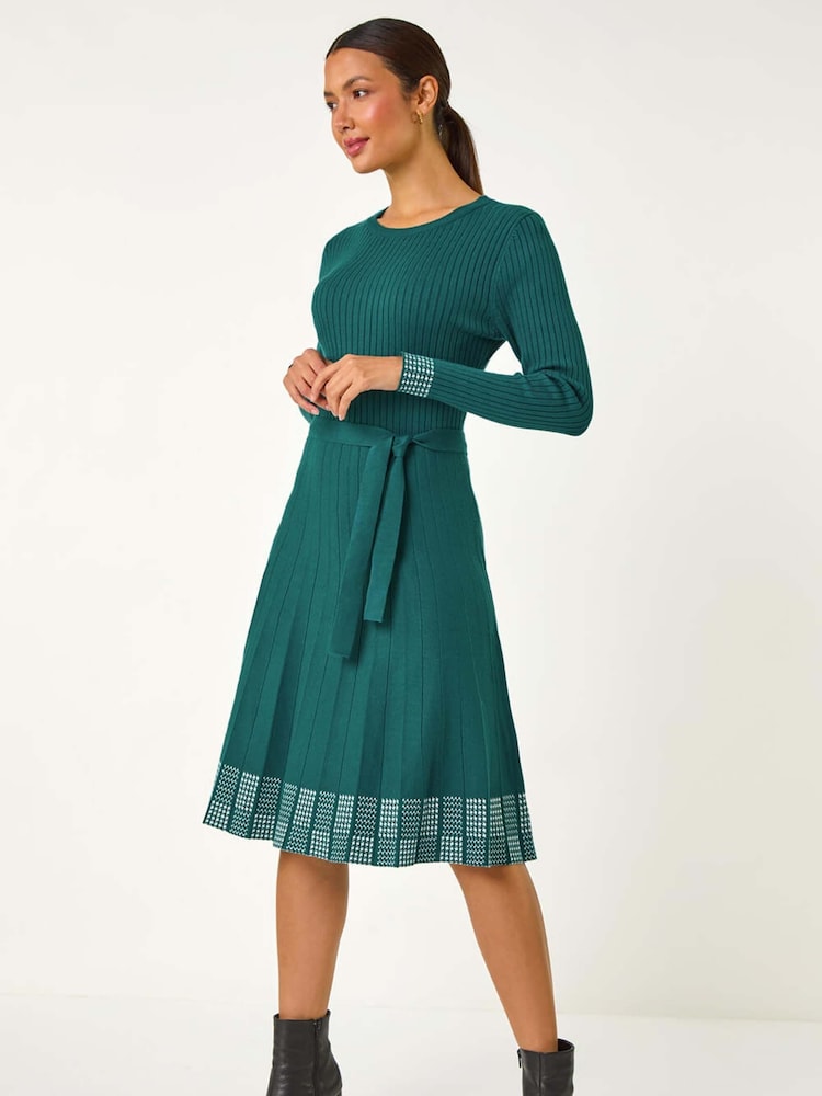 Grün - Roman geripptes Stretch-Strickkleid mit Rand-Print - Bild 2 von 5 Grün - Roman geripptes Stretch-Strickkleid mit Rand-Print - Bild 2 von 5