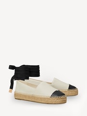 Tory Burch White Cap-Toe Espadrille Sandals - Image 1 of 4