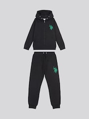 U.S. Polo Assn. Black Boys 12cm Double Horsemen Zip Hoodie and Joggers Set - Image 1 of 6