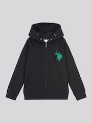 U.S. Polo Assn. Black Boys 12cm Double Horsemen Zip Hoodie and Joggers Set - Image 3 of 6