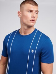 U.S. Polo Assn. Blue Mens Piped 100% Cotton T-Shirt - Image 2 of 4