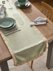 Sage Green Dalby Fringe Table Runner - Image 1 of 4