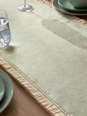 Sage Green Dalby Fringe Table Runner - Image 3 of 4