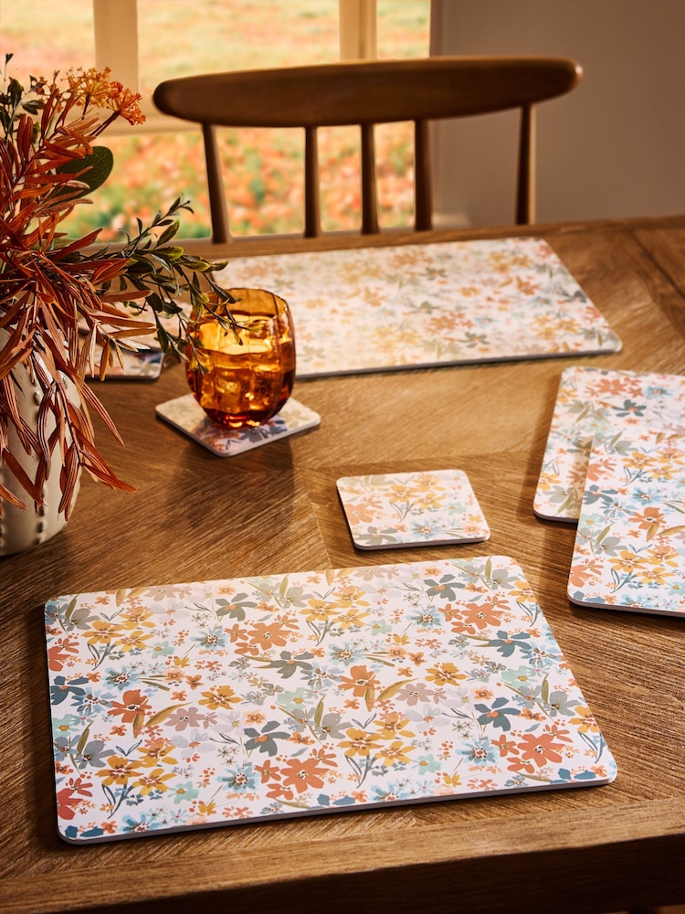 Set of 4 Multi Aubrie Floral Placemats and Coasters - Image 1 of 3