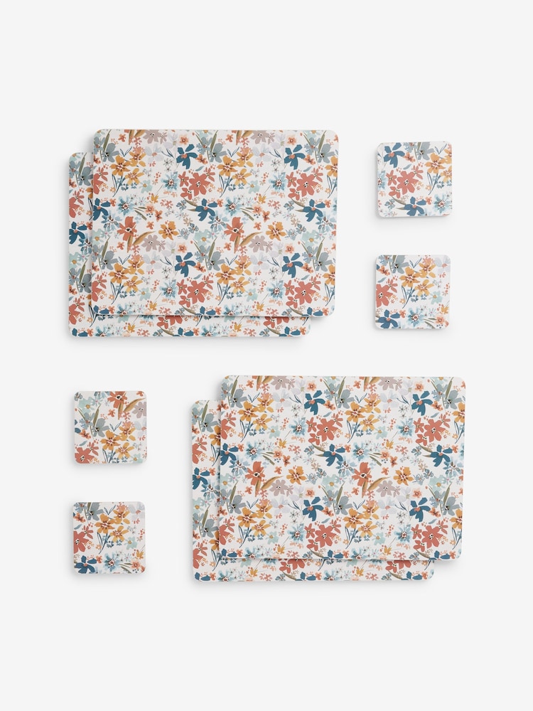 Set of 4 Multi Aubrie Floral Placemats and Coasters - Image 3 of 3
