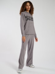 Gris - South Beach Knitted Wide Leg Joggers - Imagen 1 de 5