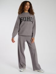 Gris - South Beach Knitted Wide Leg Joggers - Imagen 3 de 5