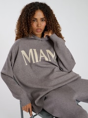 South Beach Grey Knit Rib Hem Hoodie - Image 1 of 5