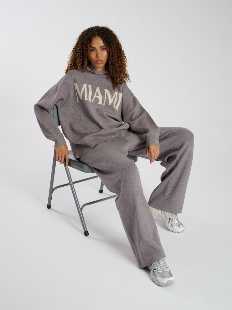 South Beach Grey Knit Rib Hem Hoodie - Image 2 of 5