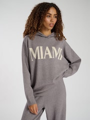 South Beach Grey Knit Rib Hem Hoodie - Image 3 of 5
