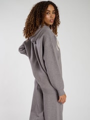 South Beach Grey Knit Rib Hem Hoodie - Image 4 of 5