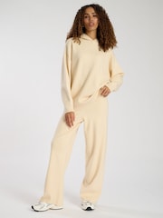 South Beach Cream Knitted Wide Leg Joggers - Image 1 of 4