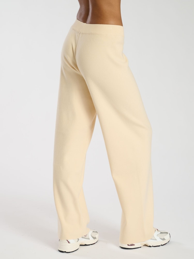 South Beach Cream Knitted Wide Leg Joggers - Image 2 of 4