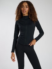 South Beach Black Long Sleeved Zip-Up Top - Image 1 of 6