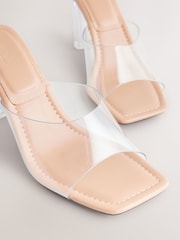 Clear Forever Comfort® Square Toe Vinyl  Block Heel Mules - Image 8 of 9