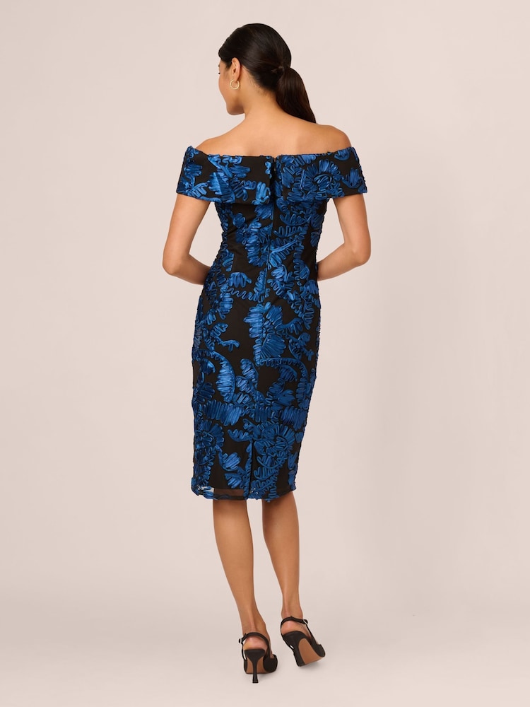 Adrianna Papell Blue Off Shoulder Soutache Dress - Image 2 of 7