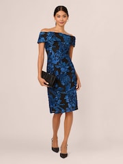 Adrianna Papell Blue Off Shoulder Soutache Dress - Image 3 of 7