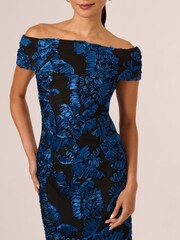 Adrianna Papell Blue Off Shoulder Soutache Dress - Image 4 of 7