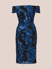 Adrianna Papell Blue Off Shoulder Soutache Dress - Image 6 of 7
