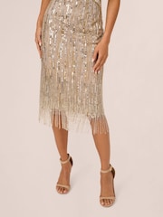 Adrianna Papell Metallic Beaded Fringe Dress - Image 5 of 7