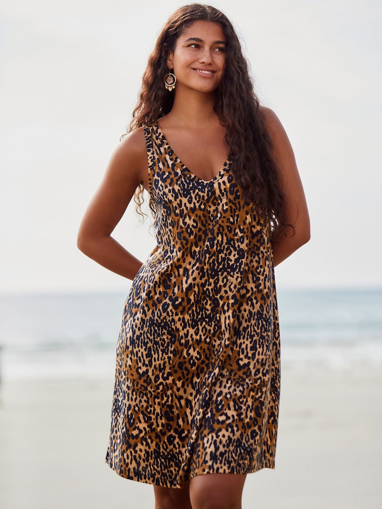 Leopardo animal - Sleeveless V-Neck Slouch Dress - Imagen 1 de 7
