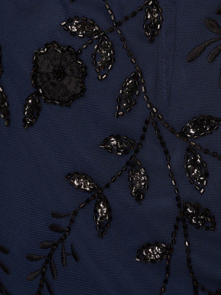 Adrianna Papell Blue Bead Blouson Long Dress - Image 7 of 7