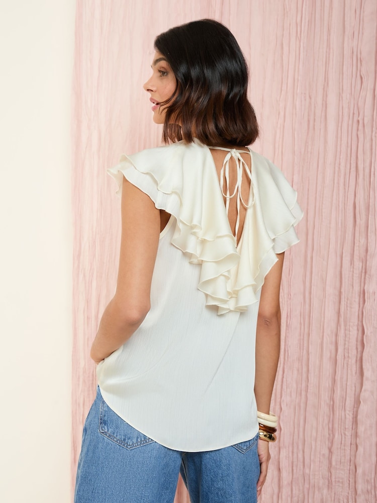 Friends Like These Blush Pink Petite Short Sleeve Ruffle Blouse - Image 4 of 4
