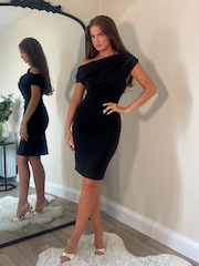 Girl In Mind Black Donna Asymmetric Mini Dress - Image 1 of 5