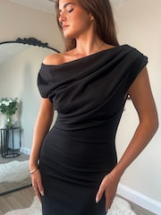 Girl In Mind Black Donna Asymmetric Mini Dress - Image 4 of 5