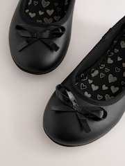 Black Standard Fit (F) Leather Ballerina School Shoes - Image 4 of 5