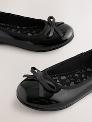 Black Patent Wide Fit (G) Leather Ballerina School Shoes - Image 4 of 5