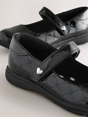 Black - Patent Heart Embossed School Mary Jane Shoes - Image 3 of 5