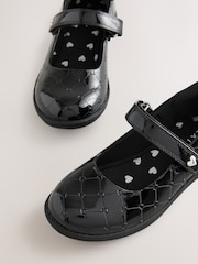Black - Patent Heart Embossed School Mary Jane Shoes - Image 4 of 5