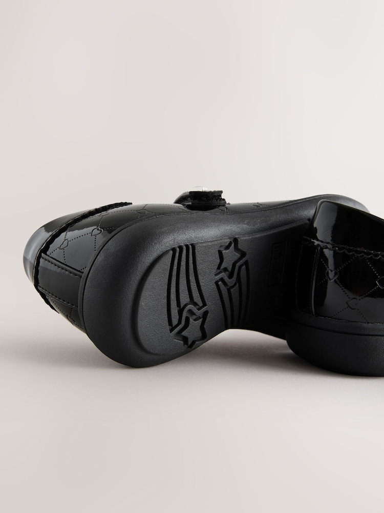 Black - Patent Heart Embossed School Mary Jane Shoes - Image 5 of 5